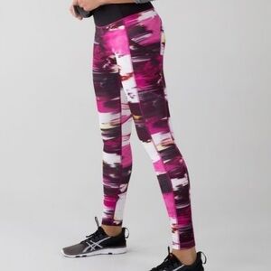 Lululemon Athletica Speed Tight Pink and Black Leggings Size 6 EUC